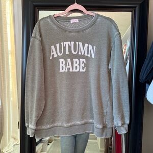 Pink Lily Olive Green Textured Sweatshirt